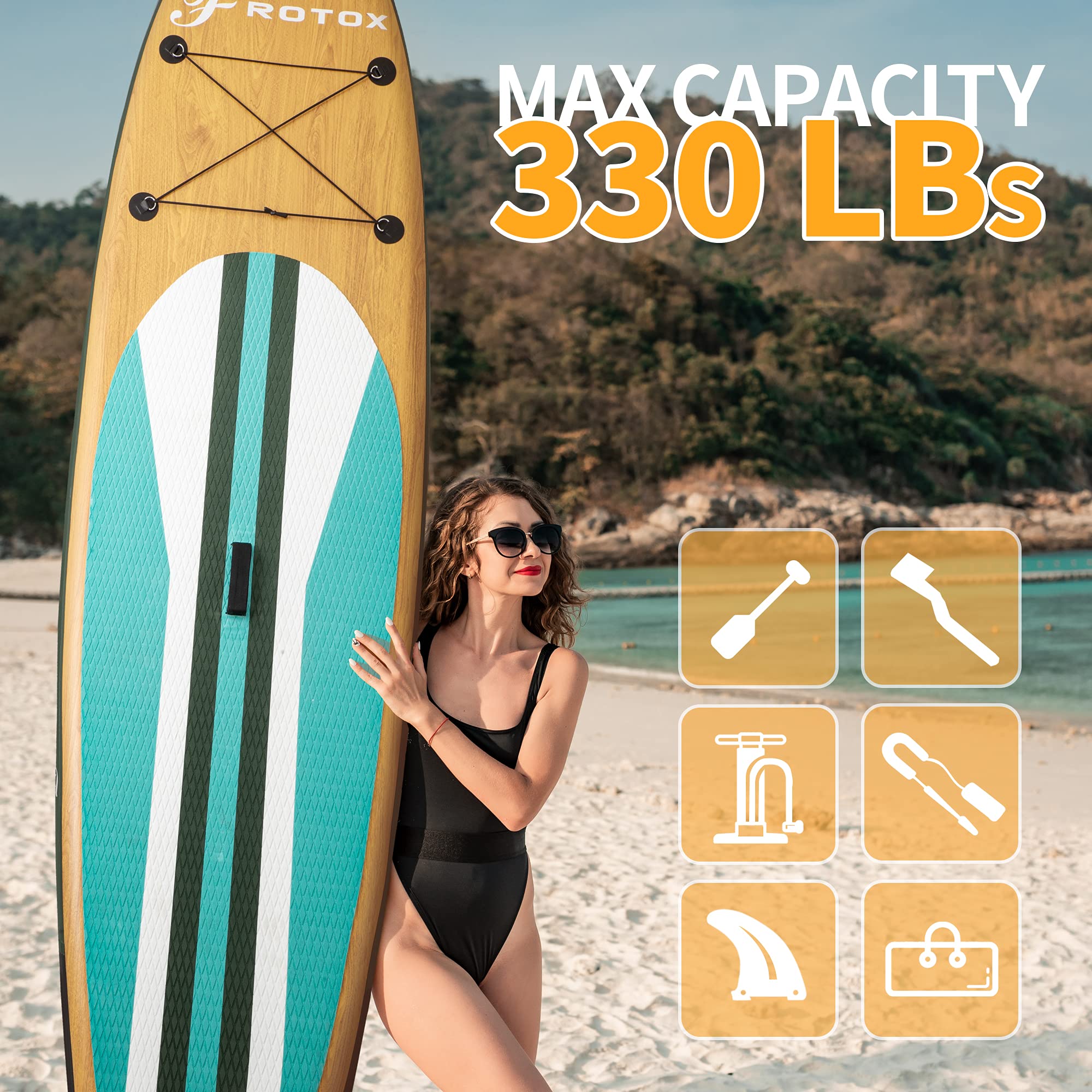 Amazon | Inflatable Stand Up Paddle Board, 11'×33''×6''(6'' Thick