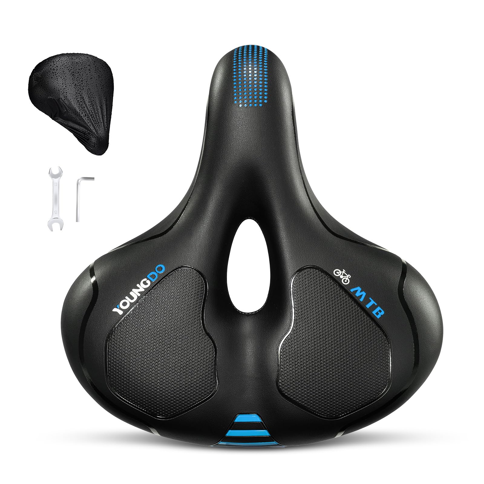 YOUNGDO Bicycle Saddle, Gel Bicycle Seat, Soft, Comfortable, Breathable, Shock-Absorbing, Ergonomic Bicycle Saddle with Waterproof Cover — image 1