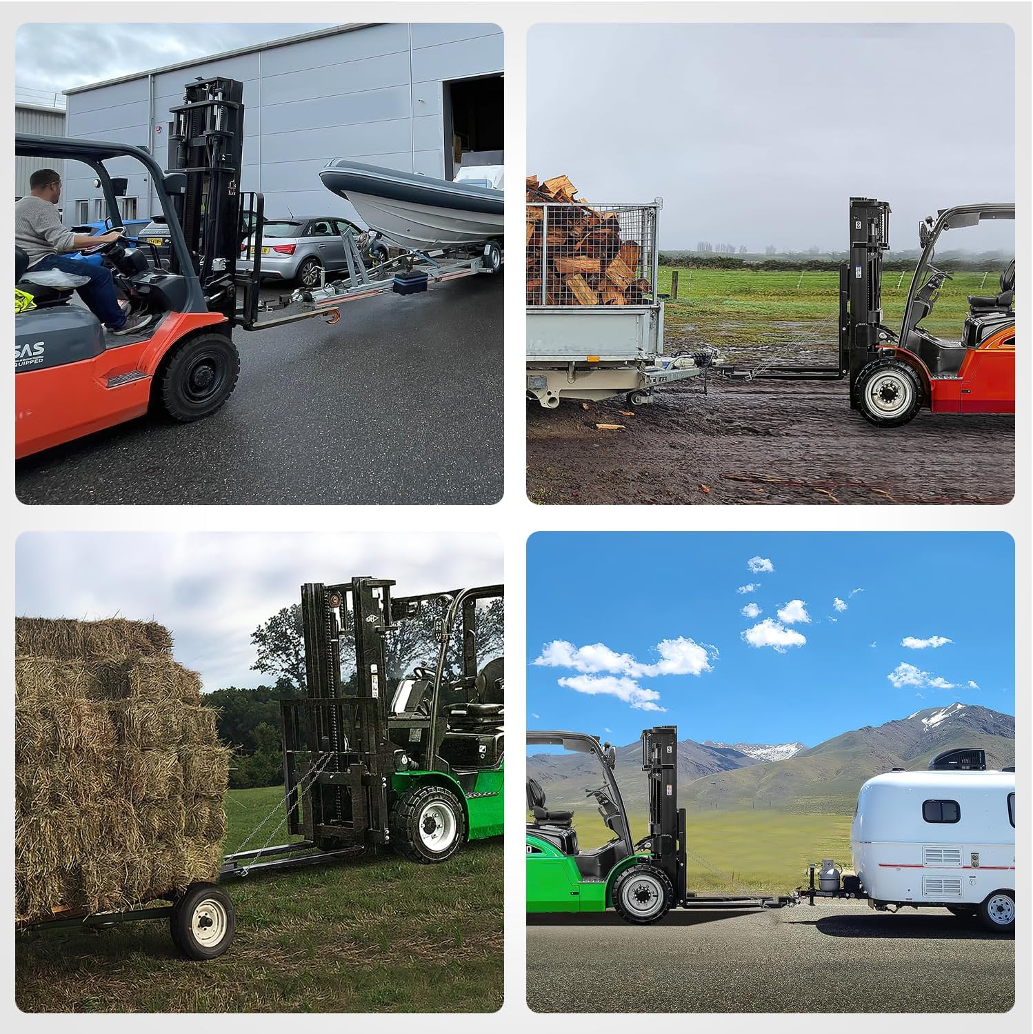 Nilight Forklift Trailer Hitch Attachment Fits 2 Inch Receiver Clamp on Pallet Fork Trailer Towing Adapter with Safety Chain & 5/8” Hitch Pin Clip Red