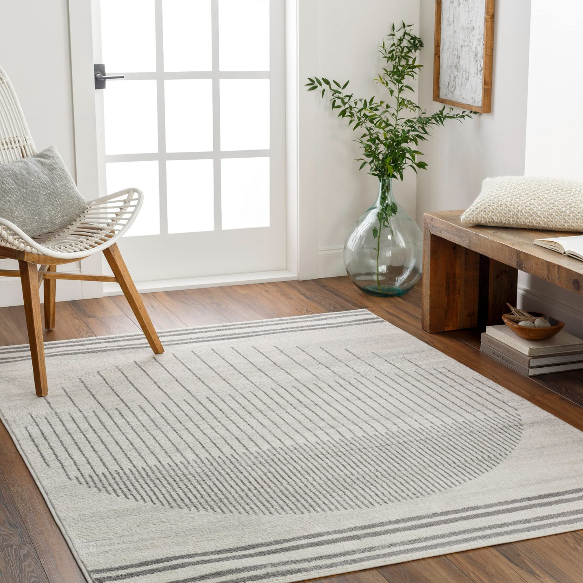 Livabliss Enso Nairobi Geometric Scandi Style Floor Covering 160x216 cm – Neutral Abstract Boho Pattern for Living Room, Dining & Kitchen, Easy Care, Cream & Grey