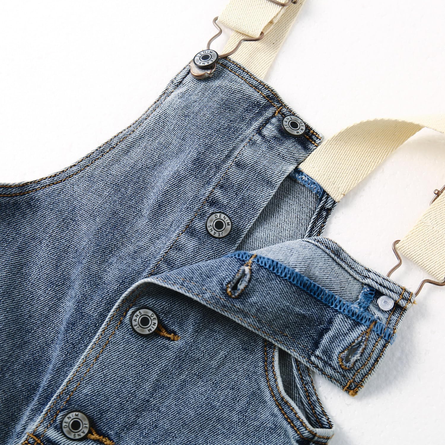 KIDSCOOL SPACE Baby Girls Denim Overalls, Cardigan Style Jeans Workwear - Image 4