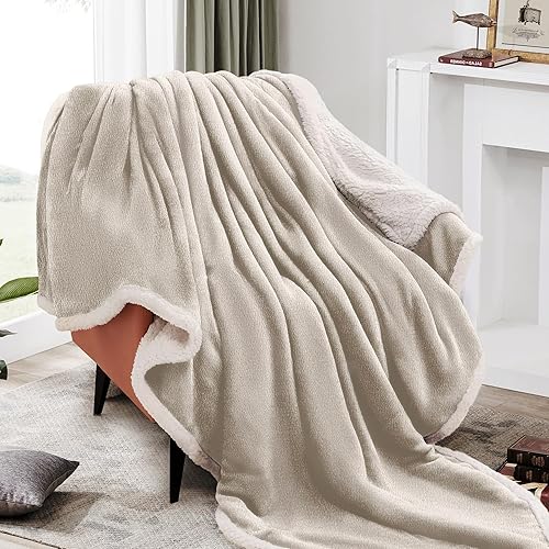 Miniatura 2 de BEAUTEX Manta de forro polar sherpa, manta y manta de franela suave y esponjosa, mantas mullidas y acogedoras para sofá, cama, sofá para adultos (50