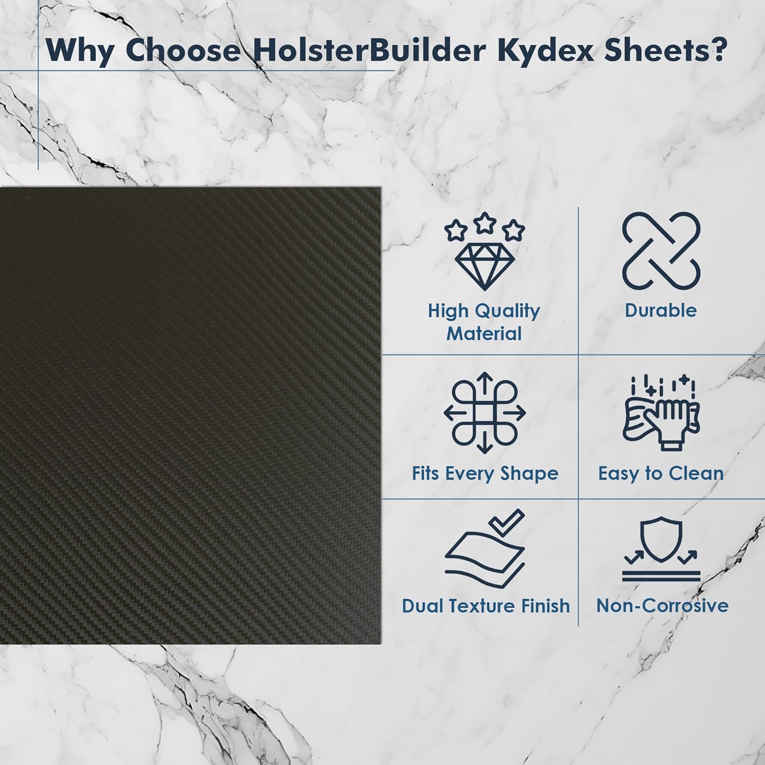 Carbon Fiber Sheets - (Pack of 2) Professional-Grade DIY Holster & Sheath Making Material - (8x8, 8x12, 12x12), Heat-Moldable, Custom Holsters (Black,8X8)