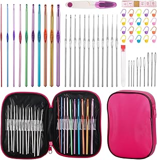 Crochet Hooks Set, 54 Pack Crochet Needles Set Crochet Kits for Beginners, Ergonomic Crochet Hooks Kit with Storage Case, Knitting Needles, Hand Craft Knitting Accessories for Crocheters