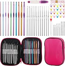MECHEER Crochet Hooks Set, 54 Pack Crochet Needles Set Crochet Kits for Beginners, Ergonomic Crochet Hooks Kit with Storage Case, Knitting Needles, Hand Craft Knitting Accessories for Crocheters