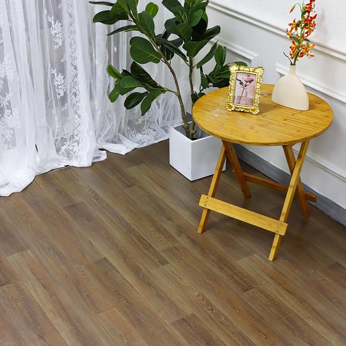 Homease Rollos de Piso Vinílico Nature Oak 0.5mm 39.4" x 118" PET Impermeable y Resistente al Desgaste Autoadhesivo para Piso Fácil de Instalar miniatura 9