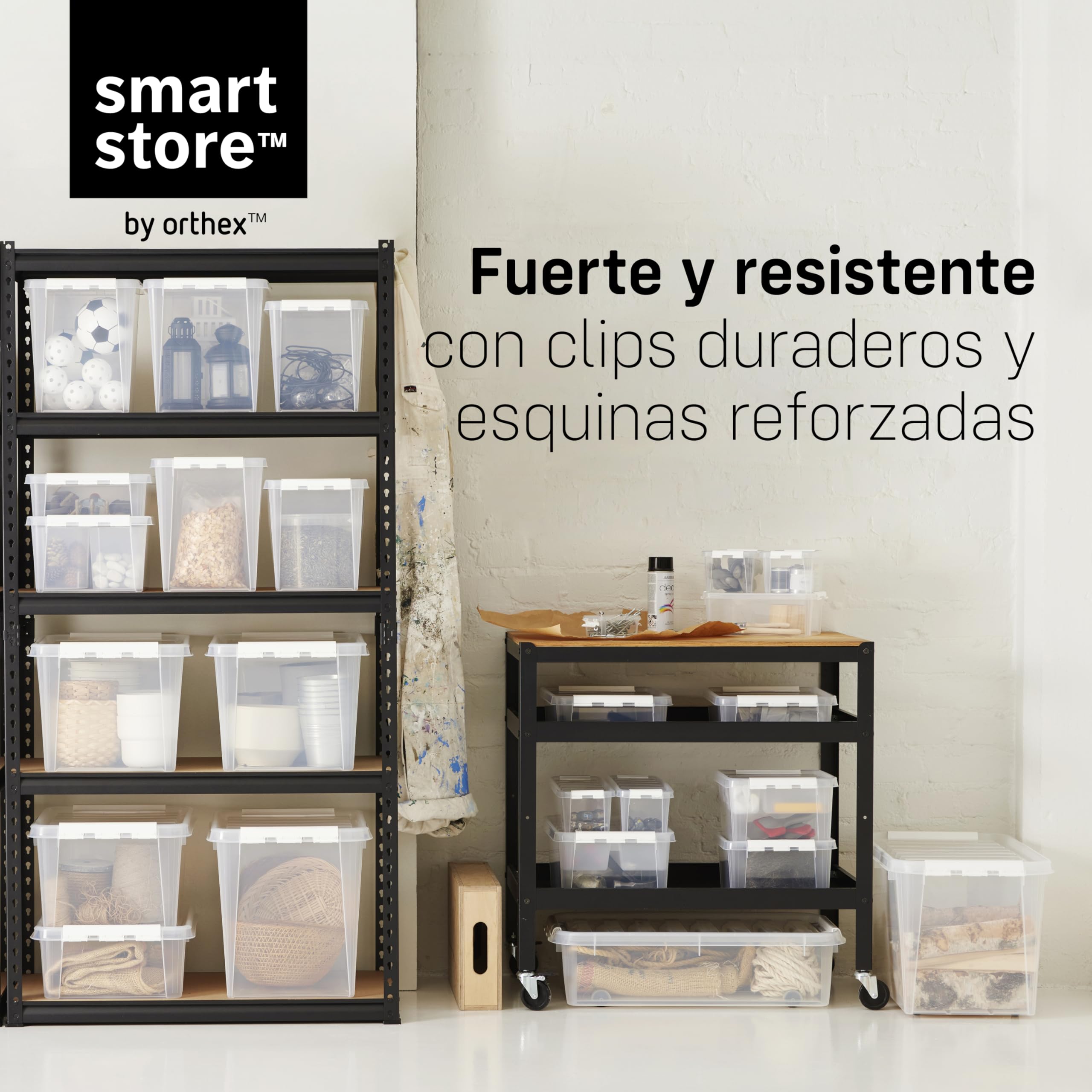SmartStore Cajas de almacenamiento de plástico transparente de 14 litros con tapa, paquete de 10, reforzadas, seguras para alimentos, con cierre de clip, apilables, sin BPA, 40x30x18cm