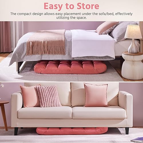 Miniatura 17 de Yaheetech Silla plegable de suelo con soporte para el respaldo, silla plegable acolchada para juegos con respaldo ajustable 14, sofá reclinable para