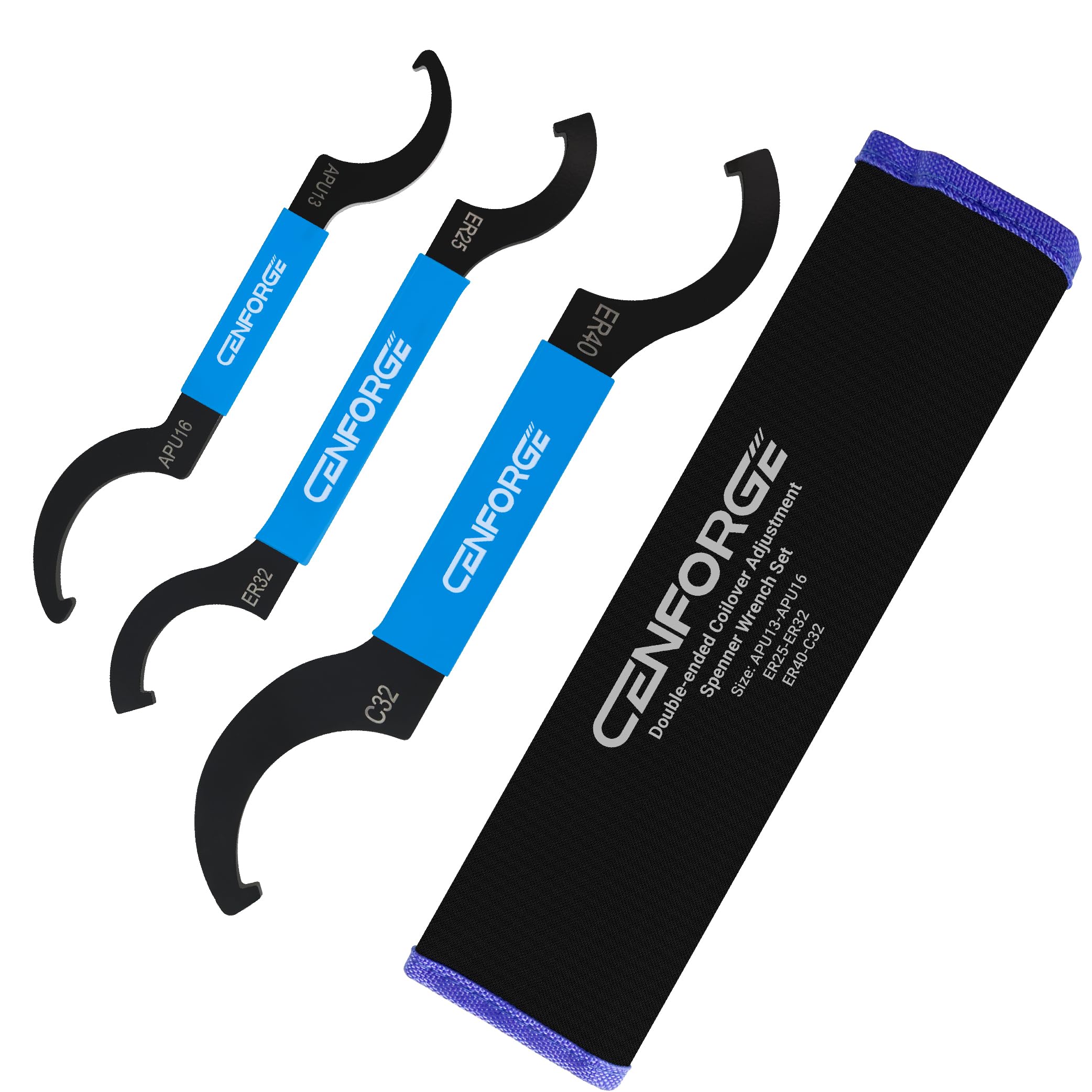 CENFORGE Cenfoge Double-ended Coilover Adjustment Spanner Wrench Set, 3-PC. Tool Kit for Suspension System and Shock Adjustments, Fit Coilovers Shocks