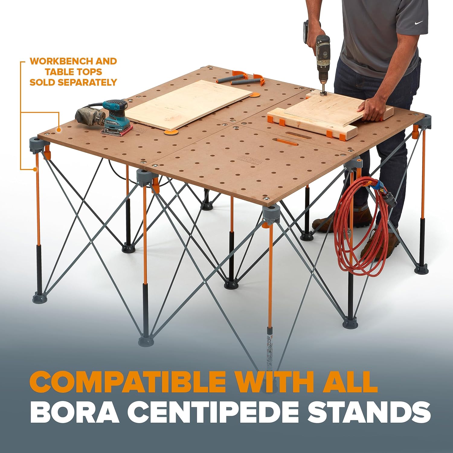 BORA Centipede Panel Cutting Accessory Kit – 4 X-Cups, 4 Quick Clamps, 6 Non-Slips, 2 Hooks, Fits All Centipede Work Stands - Work Bench Accessories for Sawhorse Folding Table Applications CAK2017