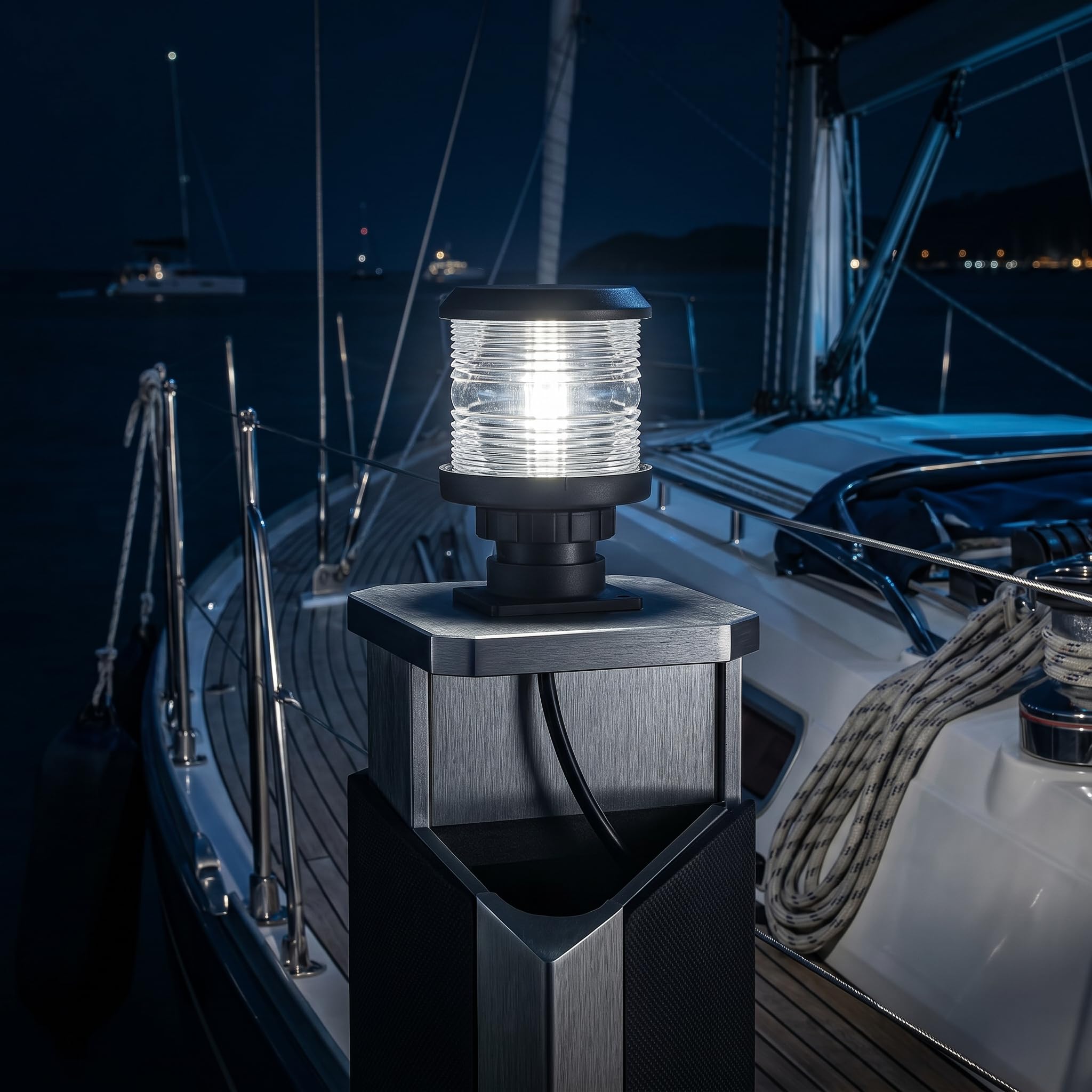 Eujgoov Navigazione a LED 24V 25W, 360° Luce di Testa d'albero in Testa d'albero per Barche Marina