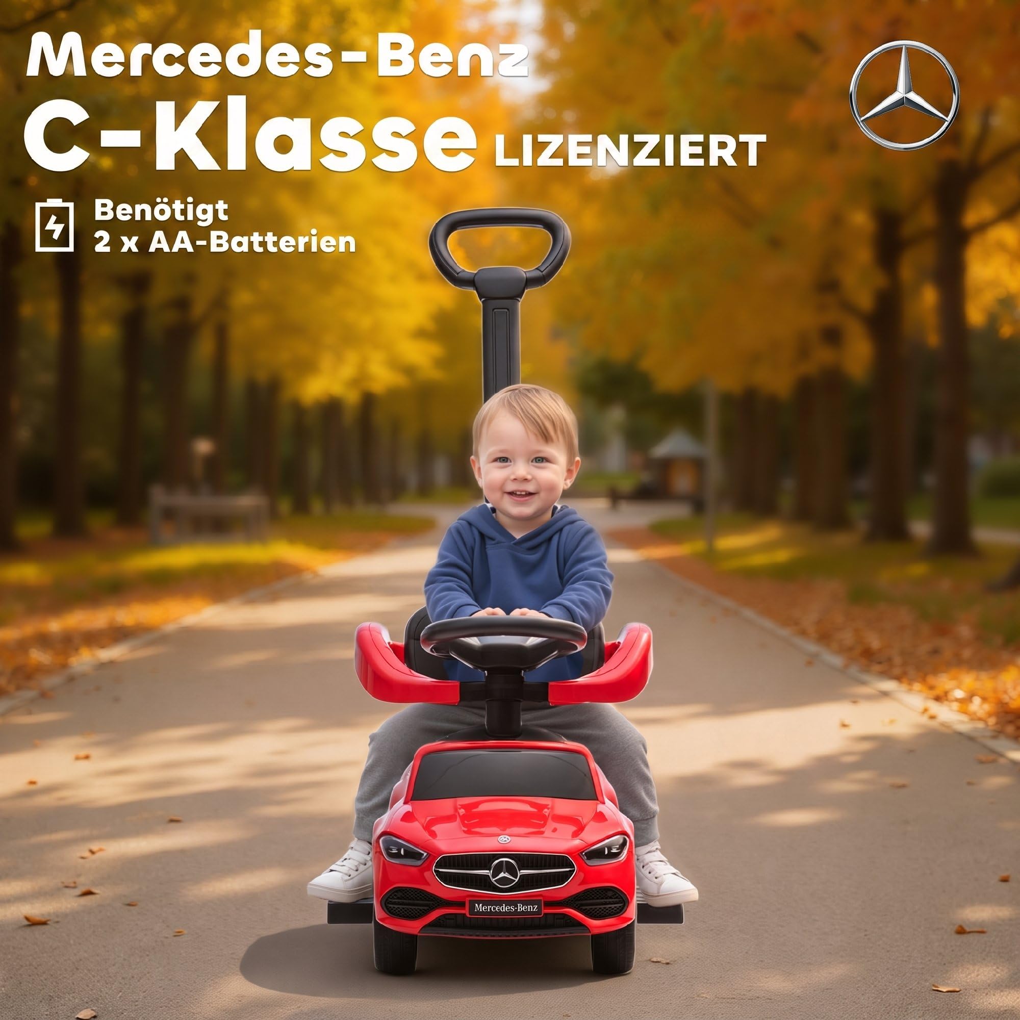 AIYAPLAY Auto jezdne z drążkiem 2-in-1 dzieci 1,5-3 lat Czerwony