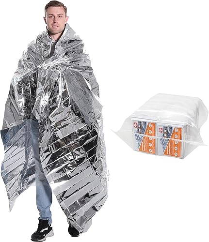 Miniatura 8 de Mantas de emergencia Mylar térmicas (paquete de 4) de manta espacial de 82 x 62 pulgadas. Mantas de supervivencia con equipo de campamento