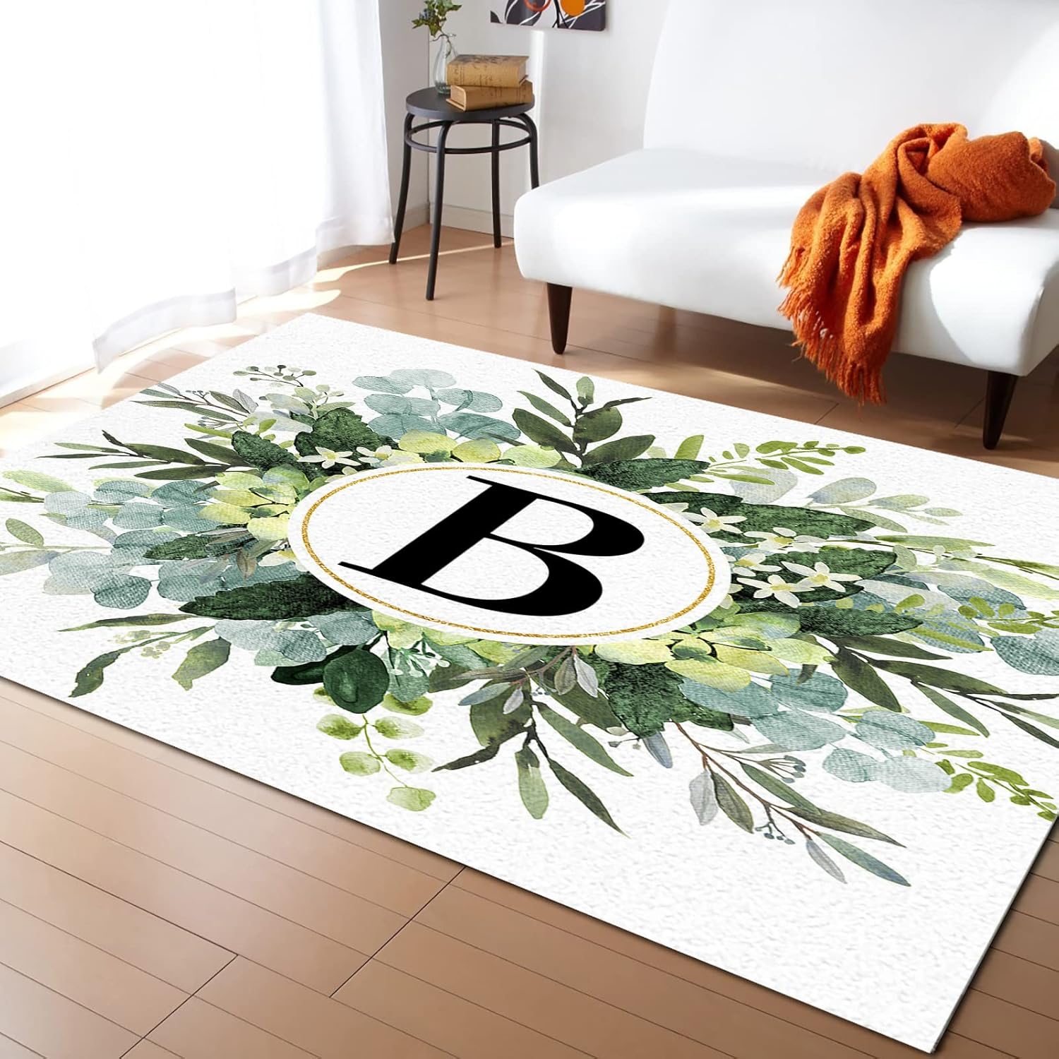 Monogrammed B Area Rug 2'7''x 5', Modern Outdoor Living