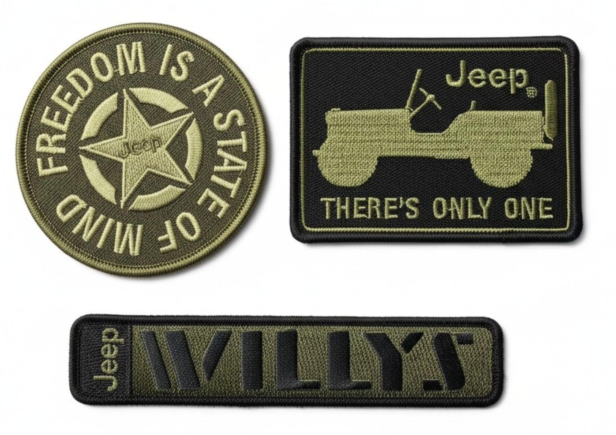 Jeep Toppe termoadesive ricamate serie Willys, set da 3 pezzi, con licenza ufficiale