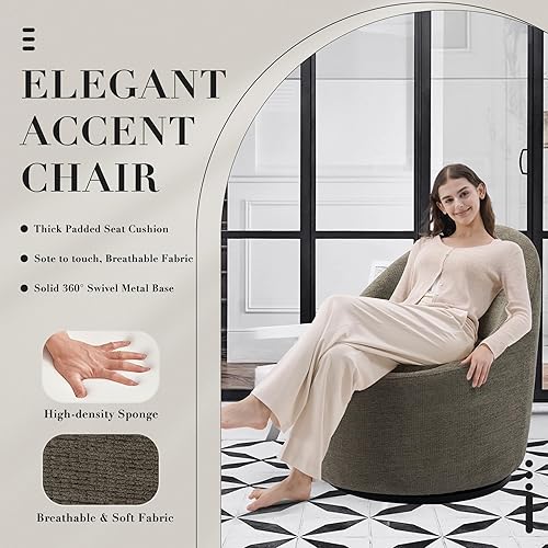 Miniatura 5 de Silla giratoria de 360, silla moderna de mediados de siglo con cuerda oculta, pequeña silla giratoria con brazos para sala de estaroficina, color