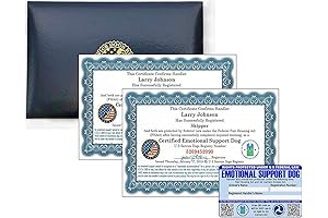 Official Certified Emotional Support Dog Certificates and Leather Presentation Folder: Protect Your Privileges