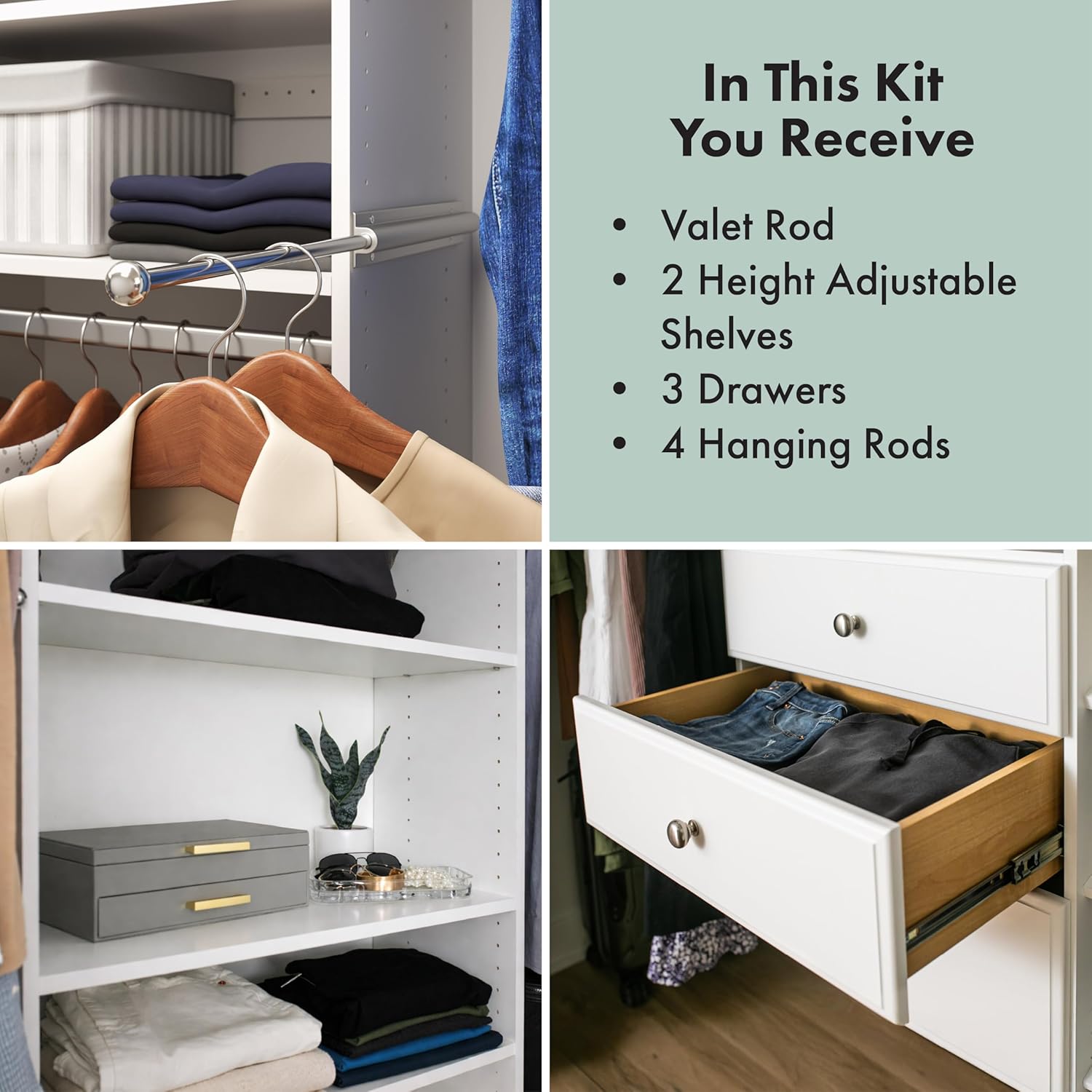 Easy Track 4' to 8' Deluxe Pro Closet Kit with Drawers