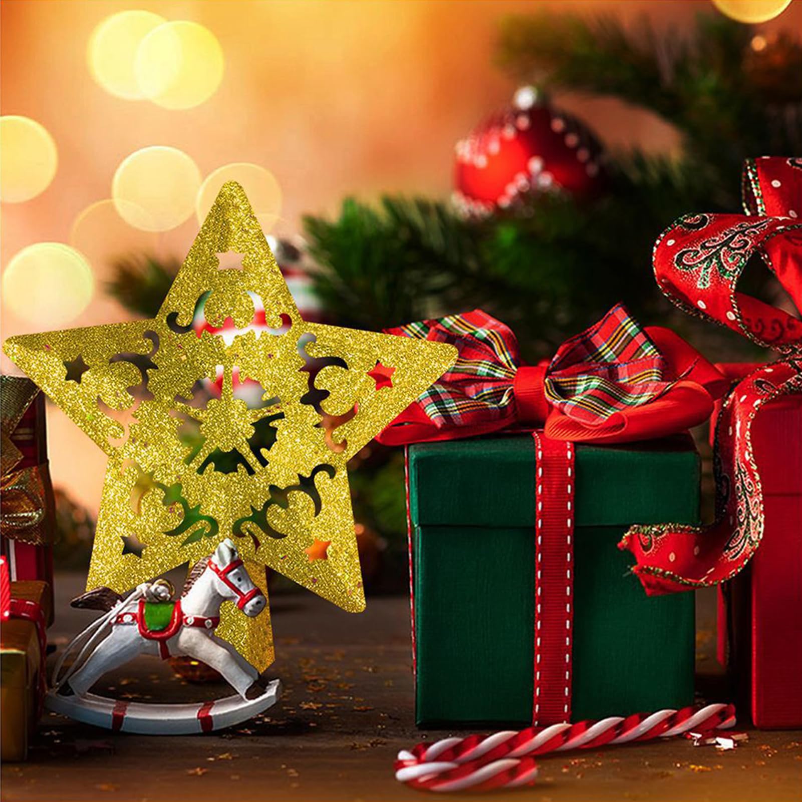 Amazon.co.jp: クリスマススターツリートッパー LEDツリートップ