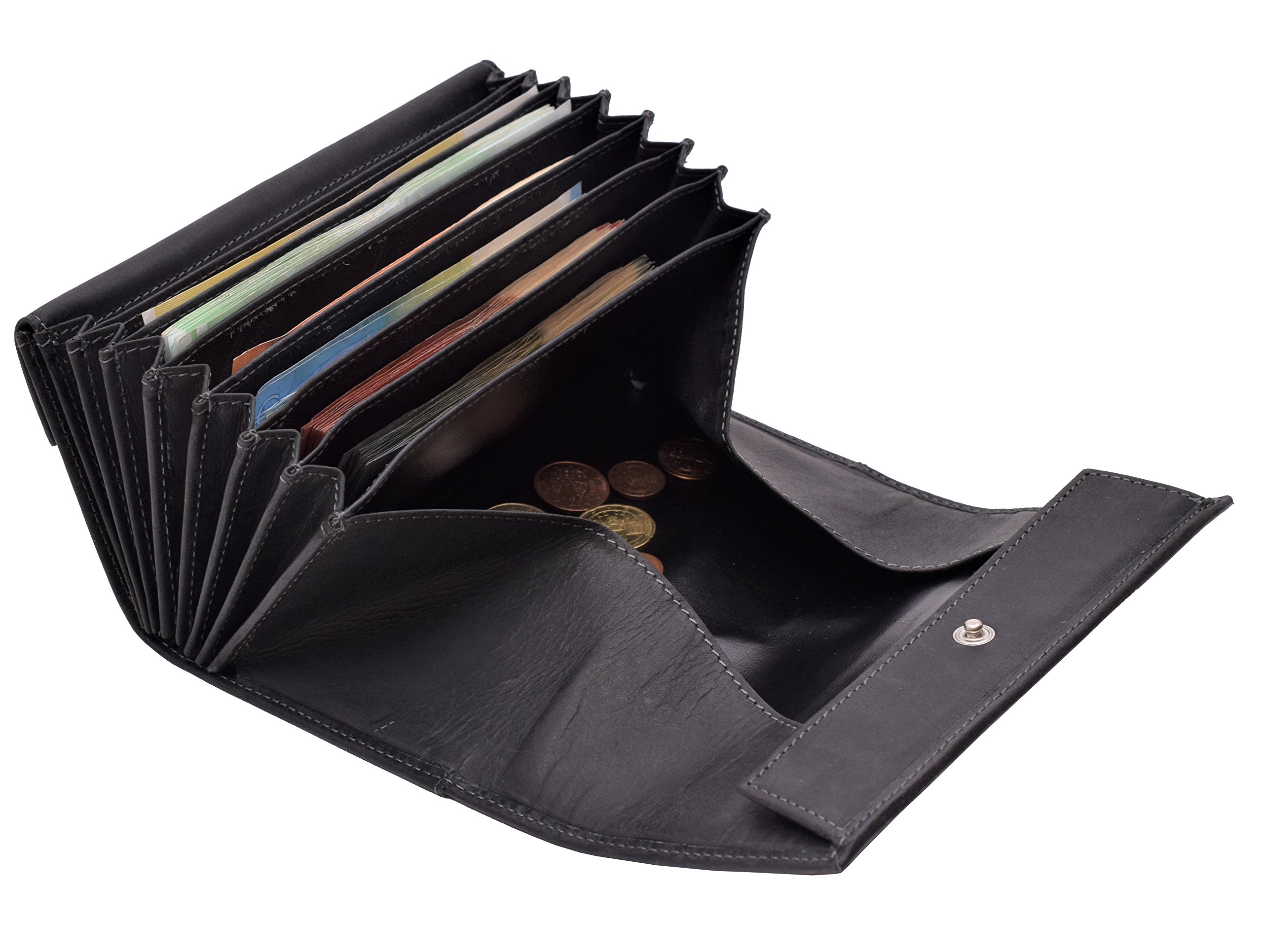 Menzo Kellnerbörse aus echten Leder, Kellnergeldtasche, Kellnerbeutel (schwarz)