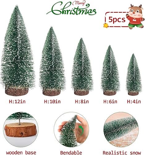 Miniatura 6 de MTKZKAF Mini cepillo artificial para botellas, árboles de Navidad para decoración de Navidad, árbol de Navidad con base, decoración de Navidad para