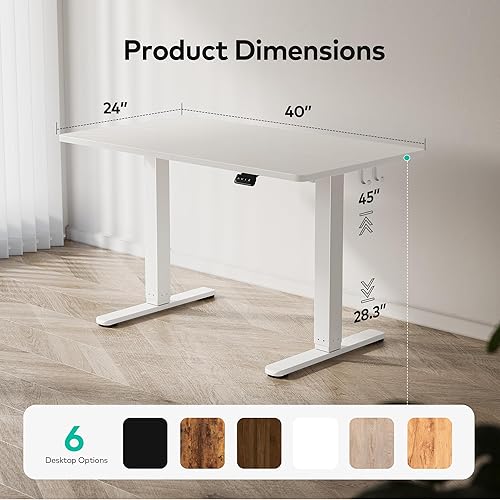 Miniatura 47 de FEZIBO Escritorio eléctrico de pie ajustable en altura, escritorio de pie de 40 x 24 pulgadas, escritorio de computadora de oficina en casa con