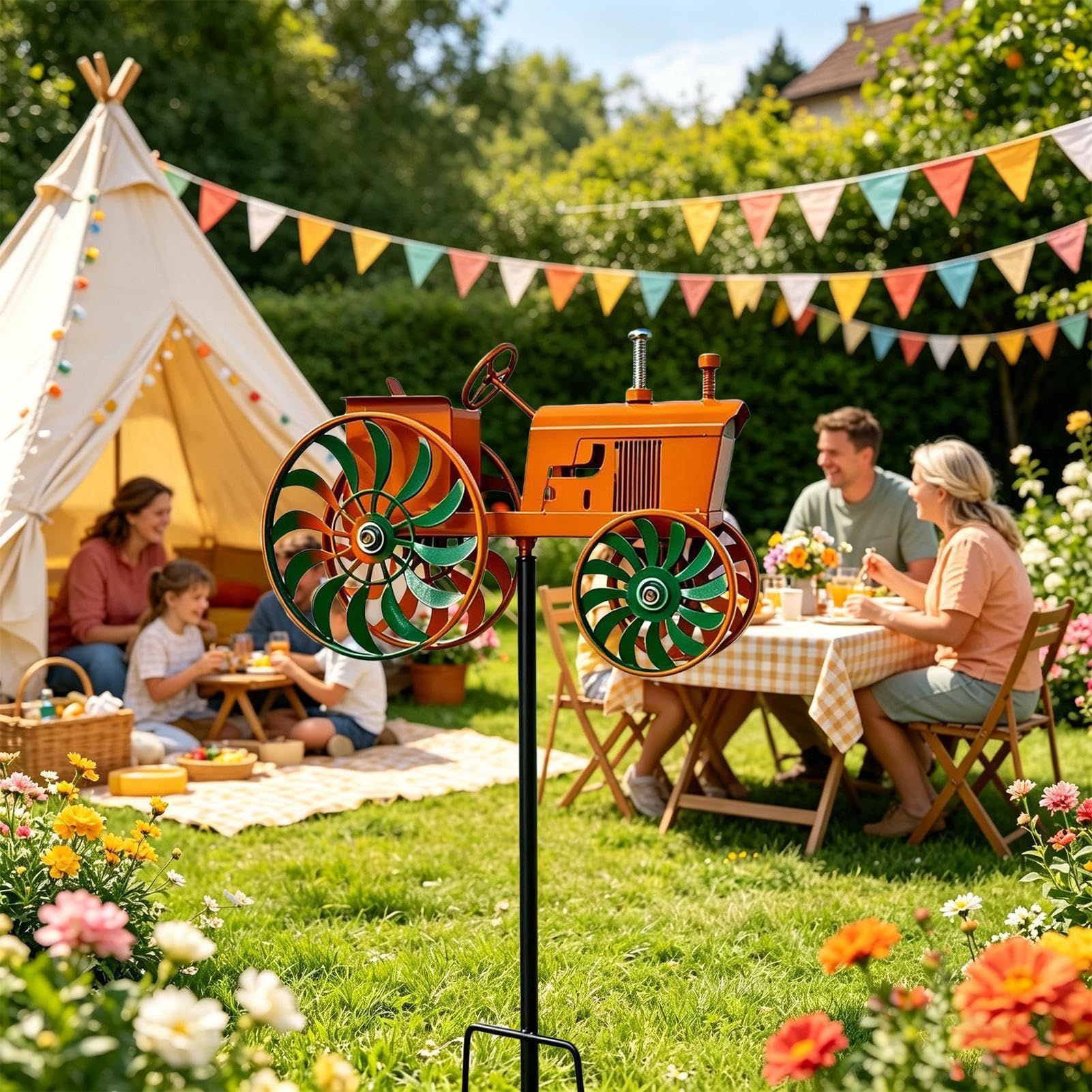 Spinner à vent pour tracteur | Rustique et résistant aux intempéries | Moulin éolien en forme de tracteur de jardin pour pelouse, patio, patio, balcon, ferme, maison et