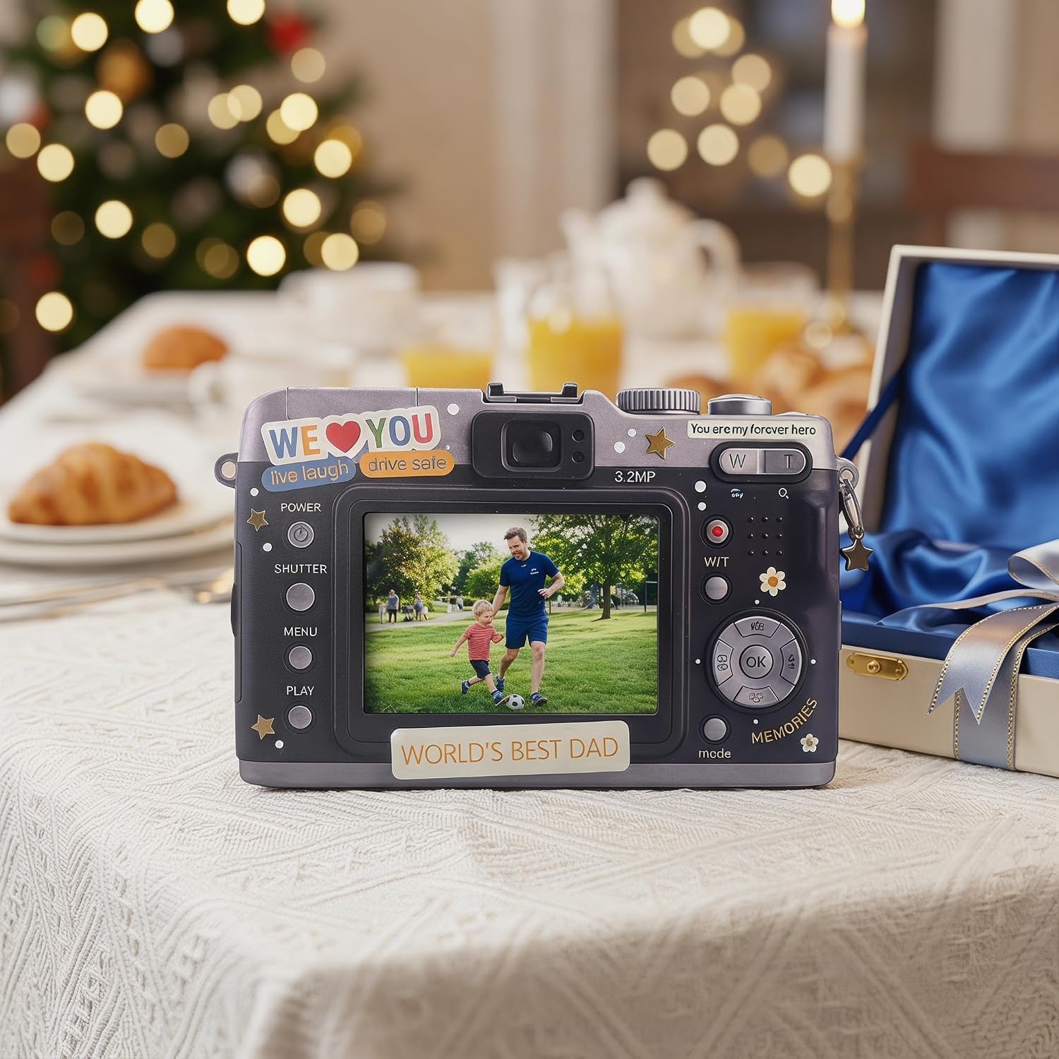Personalized Vintage Camera Wooden Photo Frame - Custom Picture Gift for Dad, Father's Day, Husband, Grandpa | Unique Anniversary & Wedding Desktop Decor | Handmade Retro Camera Photo Block