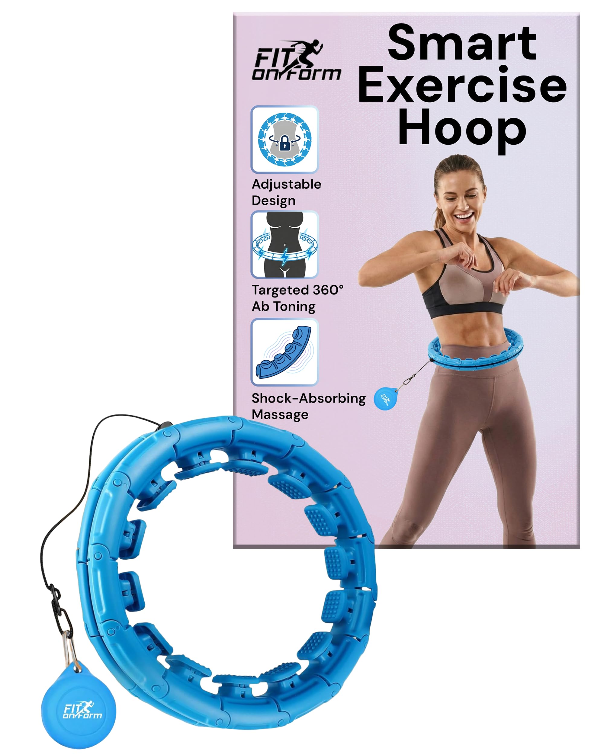 Smart Hula Fit Hoop for Adult Weight Loss - Infinity Exercise Hoola Hoop - Weighted Hoolahoop for Women - Abs Workout Hoopfit with Cooling Towel