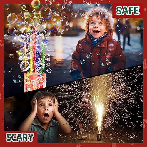 Miniatura 6 de Bubble Machine (4PCS, 20 Holes) with LED Lights, Automatic Bubble Blower Toys, Portable Bubbles Maker for Wedding Christmas Chinese New Years Party