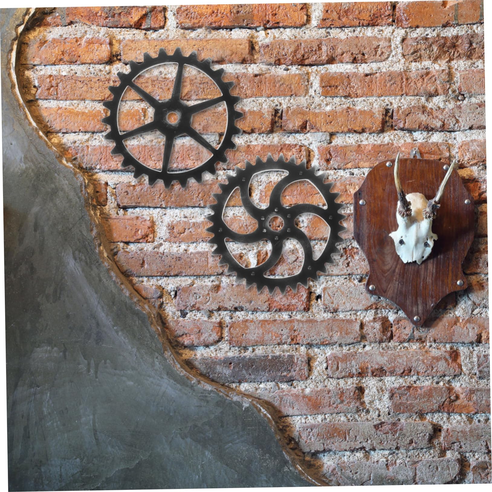 JECOMPRIS 2stücke Holzzahnräder Wanddeko im Industriestil mit Durchbrochenem Design für Zuhause und Büro Vintage Dekoration aus Holz für Wohnzimmer Schlafzimmer und Andere Orte