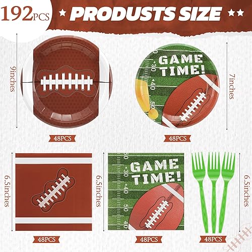 Miniatura 9 de Zhehao 192 suministros para fiestas de béisbol incluyen 96 platos de papel de béisbol, 48 servilletas de béisbol de 6.5 x 6.5 pulgadas, 48 tenedores