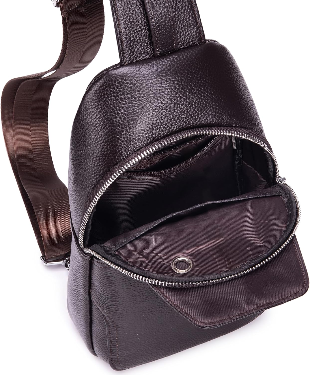 Vintage Leather Sling Bag Backpack for Men Crossbody Shoulder Chest DayPack Backpacks