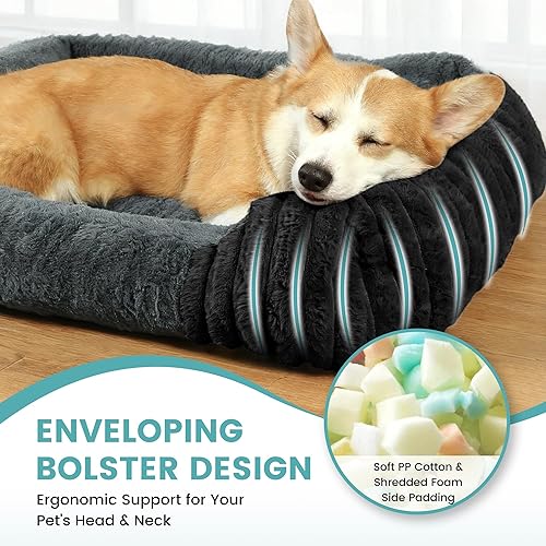 Miniatura 3 de Camas para perros medianos de 32 x 24 pulgadas, cama ortopédica para perros con espuma viscoelástica triturada transpirable, cama de piel sintética
