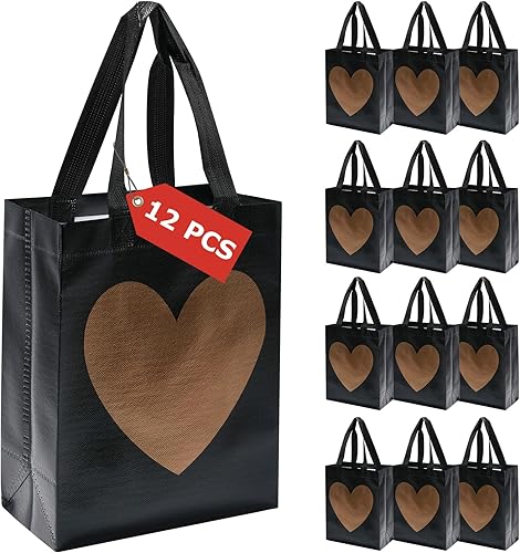 Miniatura 1 de Goture 24 Pcs Bolsas de regalo de Navidad Bolsas de regalo de corazón 2 (negro)