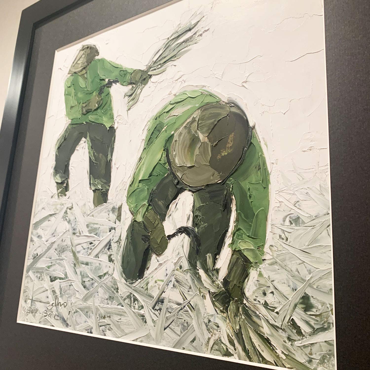 Amazon.co.jp: 【バリ絵画】バリアート グリーン Rindho 額付き