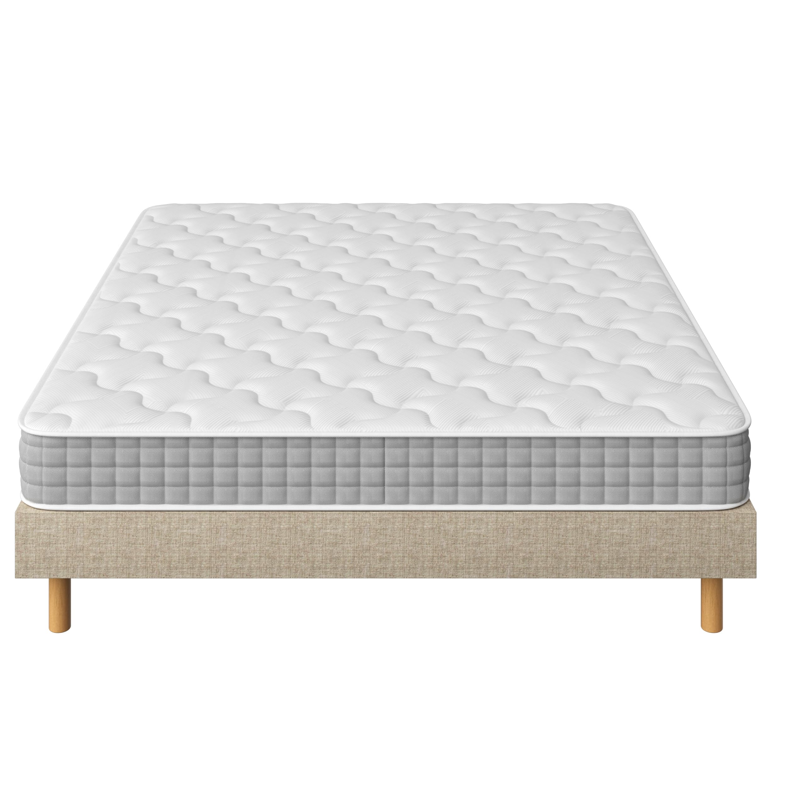 DEWINNER Ensemble Sommier et Matelas 120x190 cm, Lit Une Personne Complet avec Sommier Tapissier et Matelas Ressorts Ensachés 120x190x20, Confort, Respirant (Matelas 120x190x20+Sommier) Beige