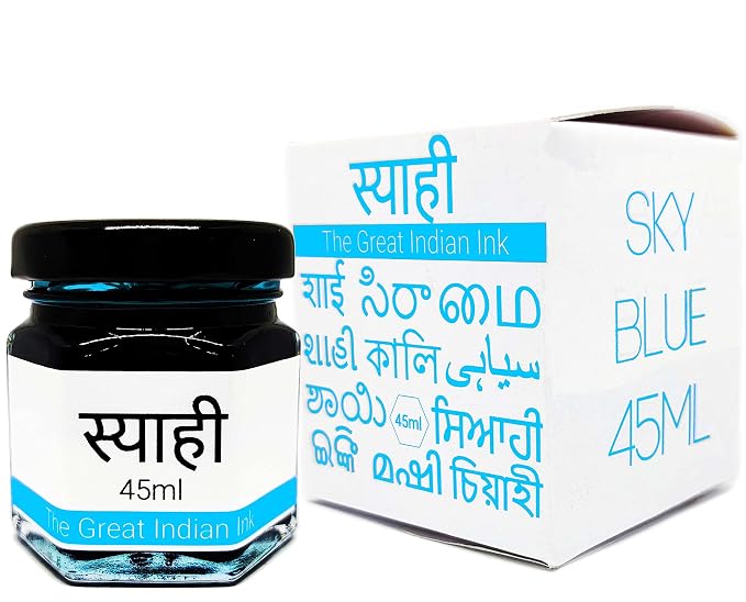 Syahi - The Great Indian Ink (Sky Blue) Fountain Pen, Calligraphy, Drawing, Doodle