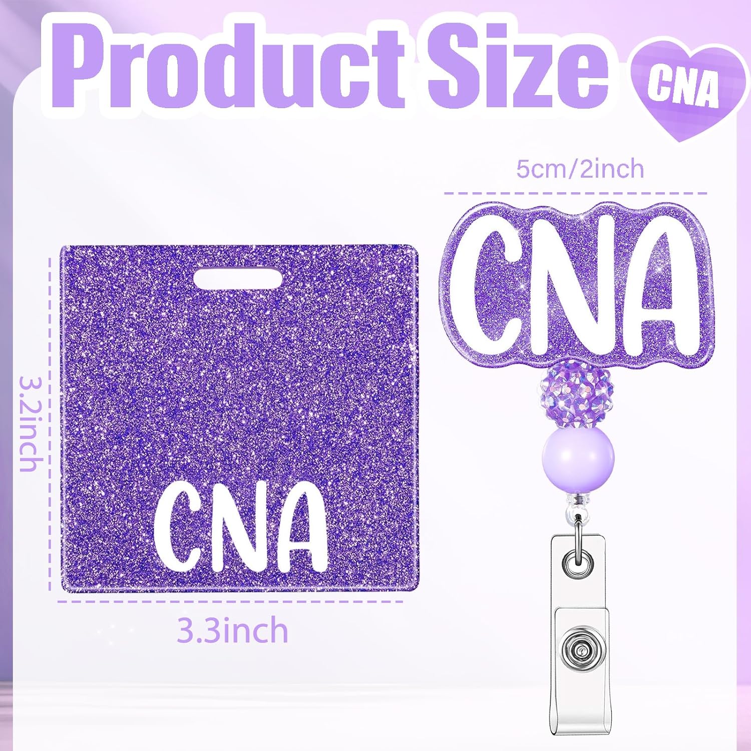 CNA Nurse Badge Buddy with CNA Nurse Badge Reel Retractable Nursing ID Clip (Purple CNA) - Image 2