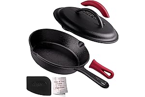Cuisinel Cast Iron Skillet with Lid: 8“inch Cast Iron Skillet Perfection