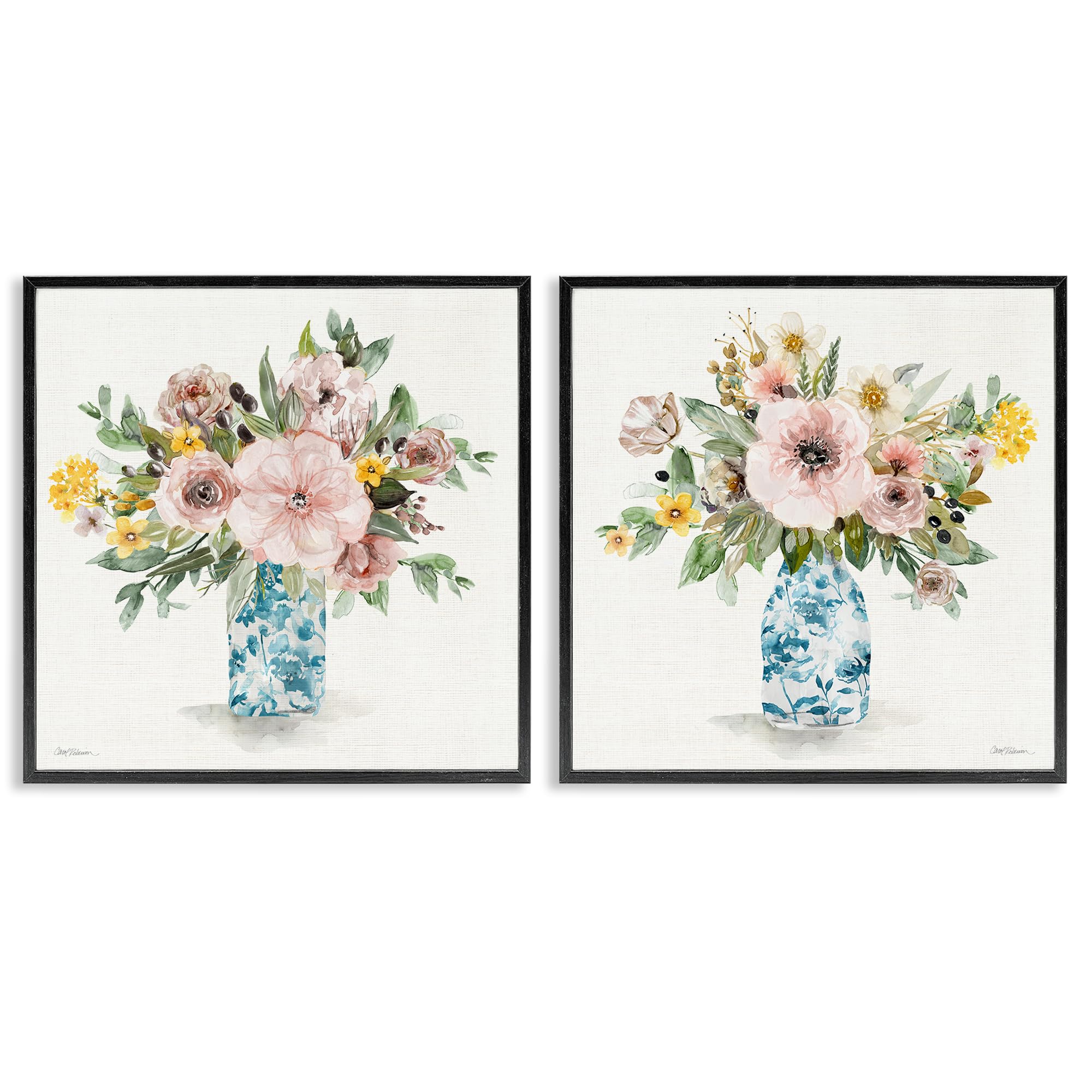Stupell Industries Chinoiserie Bouquet Watercolor Vase 'Summer Chinoiserie Flowers'| 2Pc Framed Giclee Art Set 2