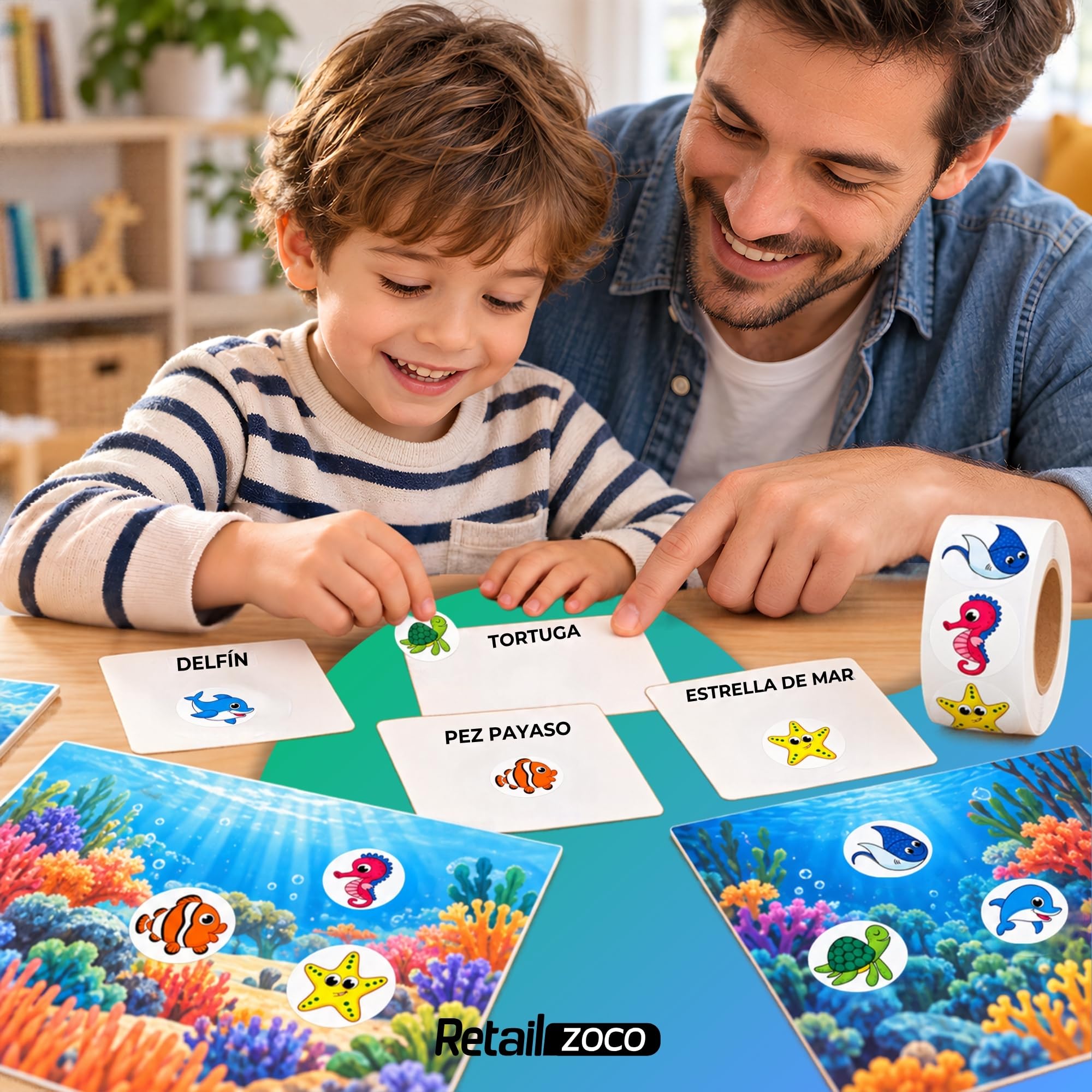Rollo Pegatinas animales acuáticos Aquarium, aquatic animal stickers, 3 Ud - imagen 3