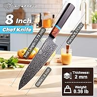 Vista 2 de Damascus Chef Knife, 8 Inch 67-Layer Japanese Kitchen Knives Sharp High Carbon Stainless Steel with Ergonomic Pakkawood Handles, Elegant Gift Box