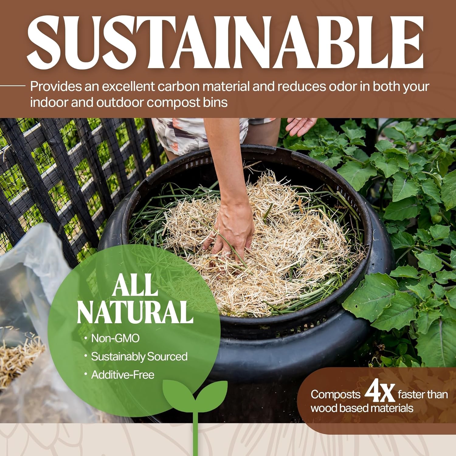 HealthiStraw GardenStraw Mini, 0.5 cu ft (4 lbs) Pack of 2 – Natural Mulch for Gardens, Vegetables & Lawn Seeding - Water-Conserving Wheat Straw - Thoroughly Cleaned, Sustainable
