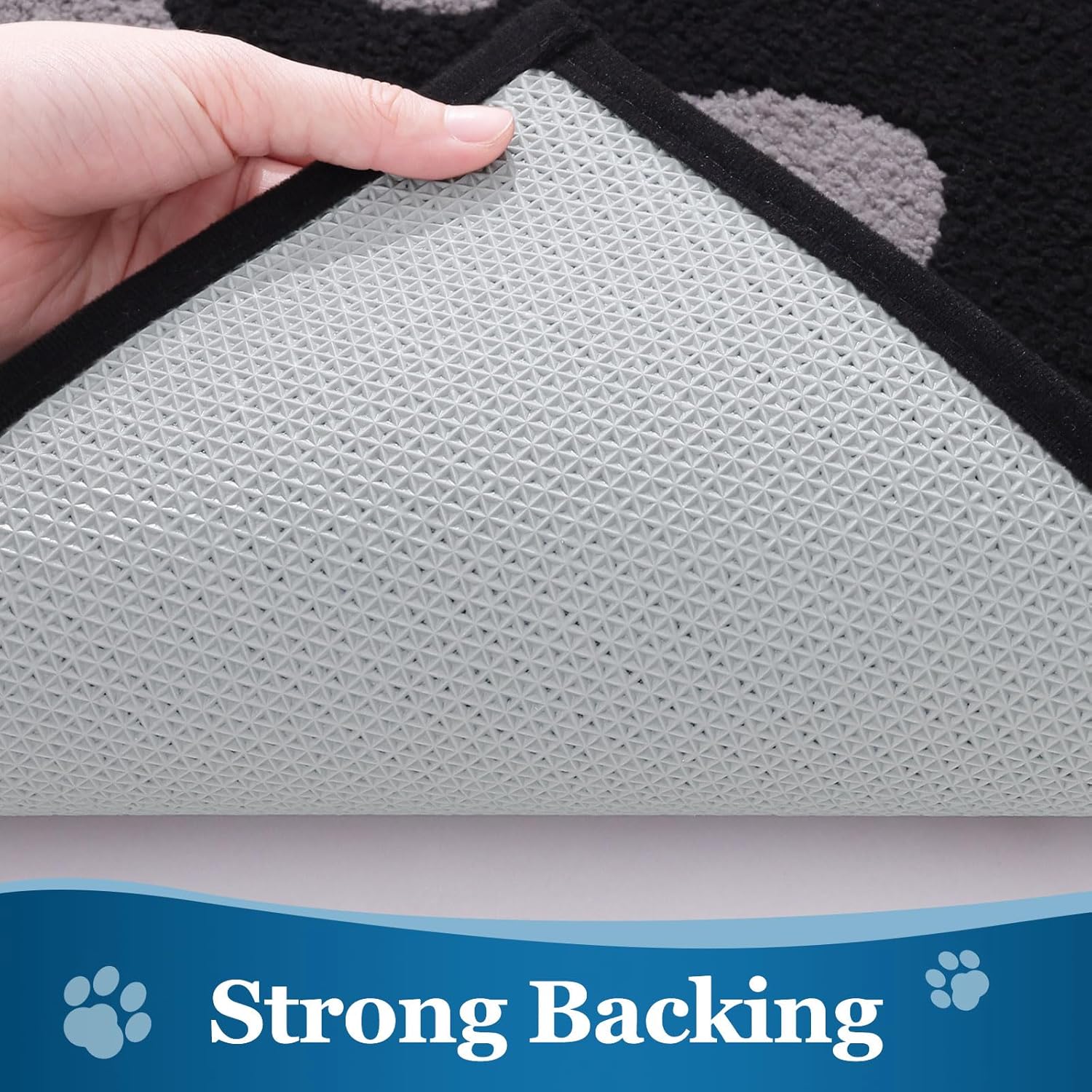 Buganda Dog Door Mat for Muddy Paws, Absorbent Dirt Trapper Washable Indoor Doormats, Non Slip Low-Profile Mud Mat for Dogs, Front Entrance Doormat for Inside Floor (48x30 Inches, Black and Grey)