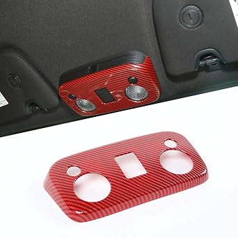 CheroCar Red Carbon Fiber Front Roof Reading Lamp Light Trim Cover Panel Decoration Decals Sticker Interior Accessories for 2009-2026 Ford Mustang