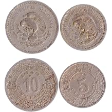 2 Coins Set from Mexico | Mexican Coin Set Collection 5 and 10 Centavos | Circulated 1936-1946 | Old Collectible Currency for Collectors, Numismatic Album or Money Holders