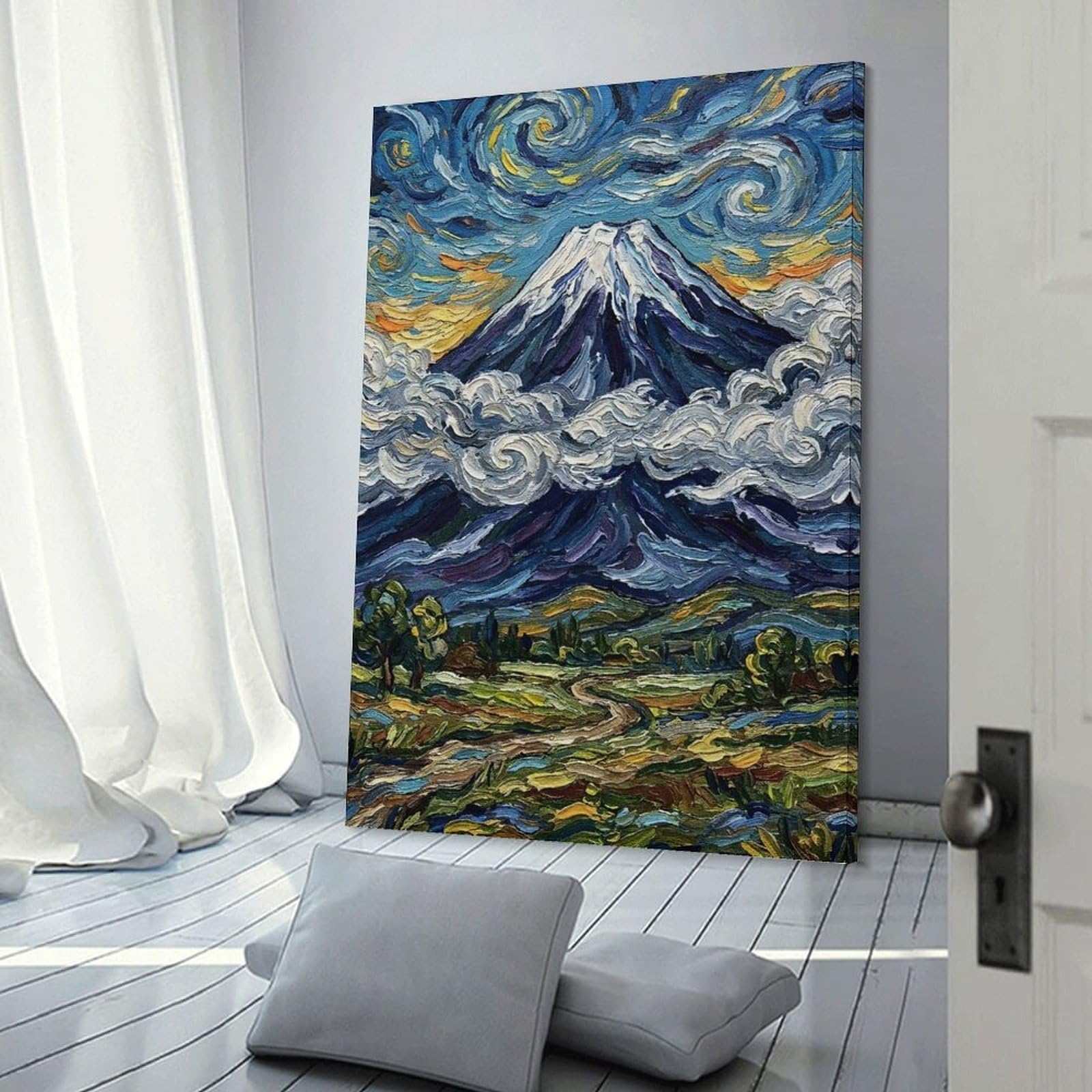 Junmoney Decorative Wall Artwork Impressionistic Mountain Landscape, 24x36inch(60x90cm), for Living Room, Bedroom Or Apartment Walls, Decorative Artwork for Empty Walls