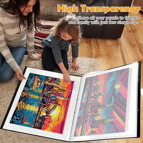Miniatura 10 de Pilerax - Organizador de almacenamiento de rompecabezas, 1000 piezas, carpeta organizadora de rompecabezas, portátil con 20 bolsillos, accesorio