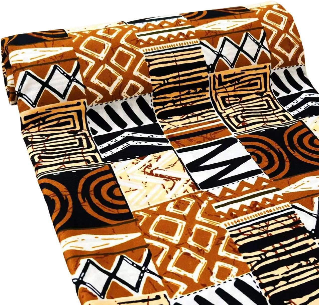 1 Piece of 6 Yard African Ankara Wax Print Fabric Kente Fabric Batik Ankara for Sewing for Party Dress (Brown)